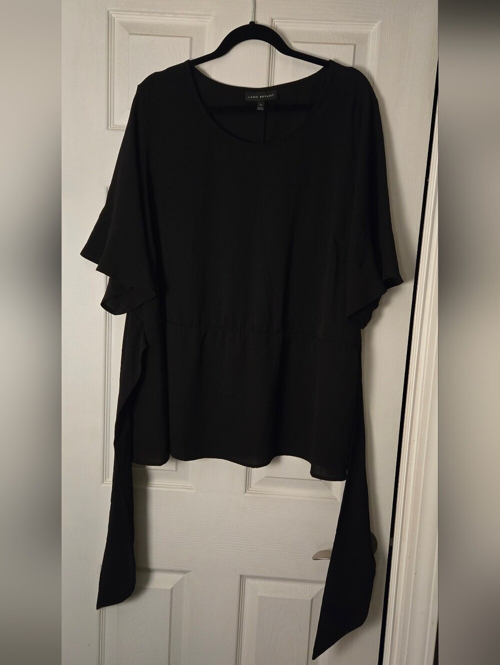 Lane Bryant Black Short Sleeve Tie-Back Tunic